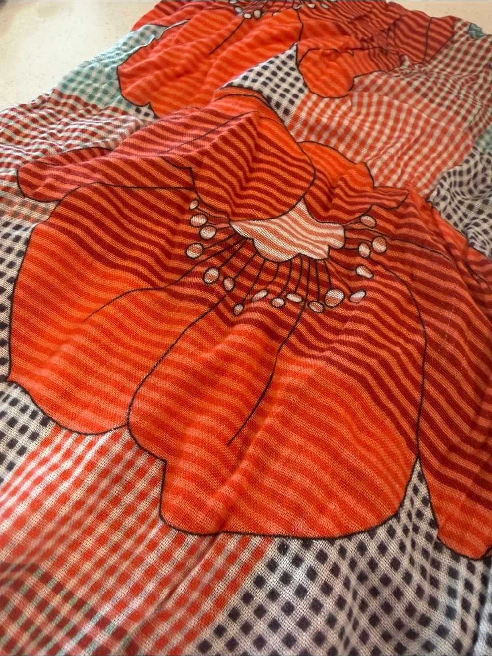 Cabi Gingham Floral Scarf Spring 2018 - RARE!